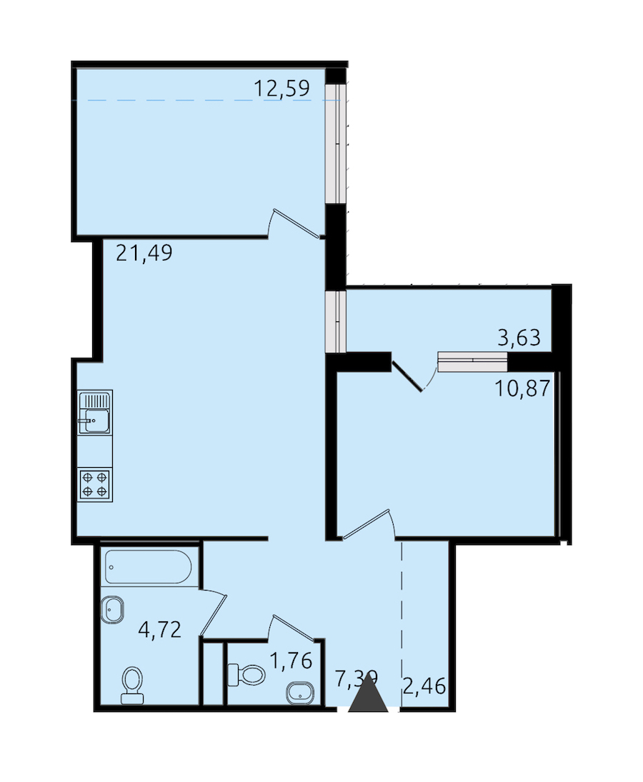 2-комнатная квартира 62.1 м², 19/21 эт., ЖК «Новые горизонты 2»